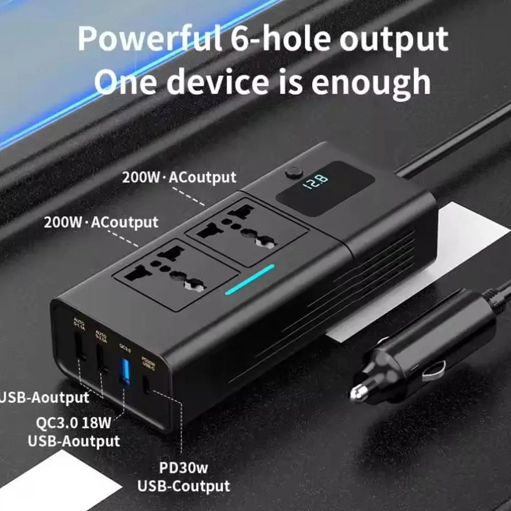 سيارة 220 فولت العاكس 12 إلى 220 الجهد محول طاقة 200 واط ل 12 فولت المركبات ولاعة السجائر محول الطاقة مقبس عالمي