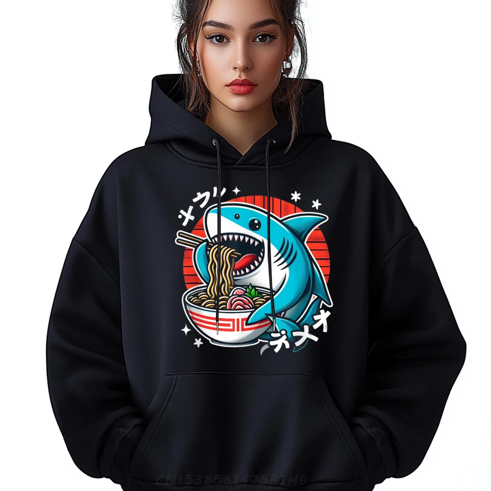 

Shark Eating Ramen Kawaii Neko Japanese Noodles Funny Hoodie Luxury Designer Tops & Tees Classic