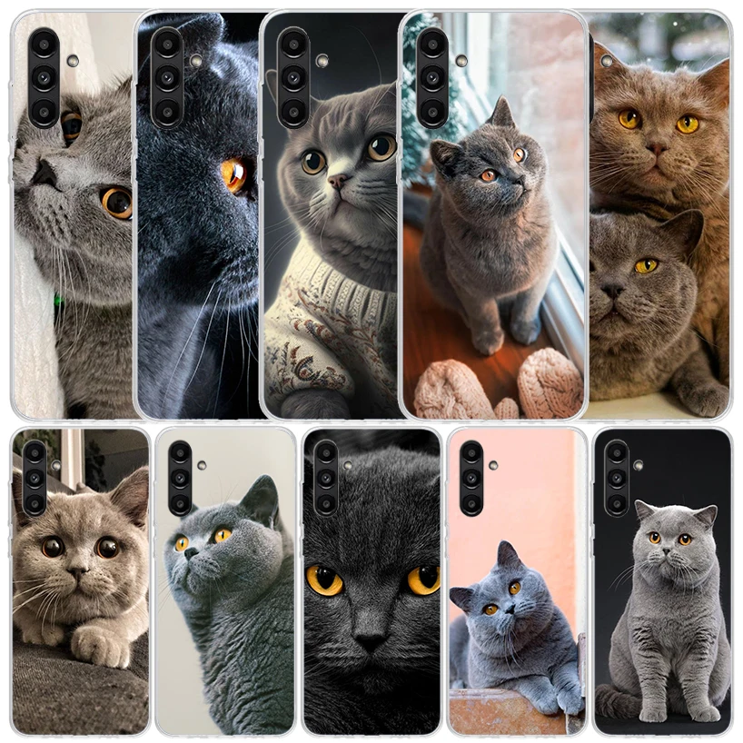 British Shorthair Cat Phone Case For Samsung Galaxy A15 A14 A13 A12 A55 A54 A53 A52 A35 A34 A33 A32 A25 A24 A23 A22 A04S A03S A0