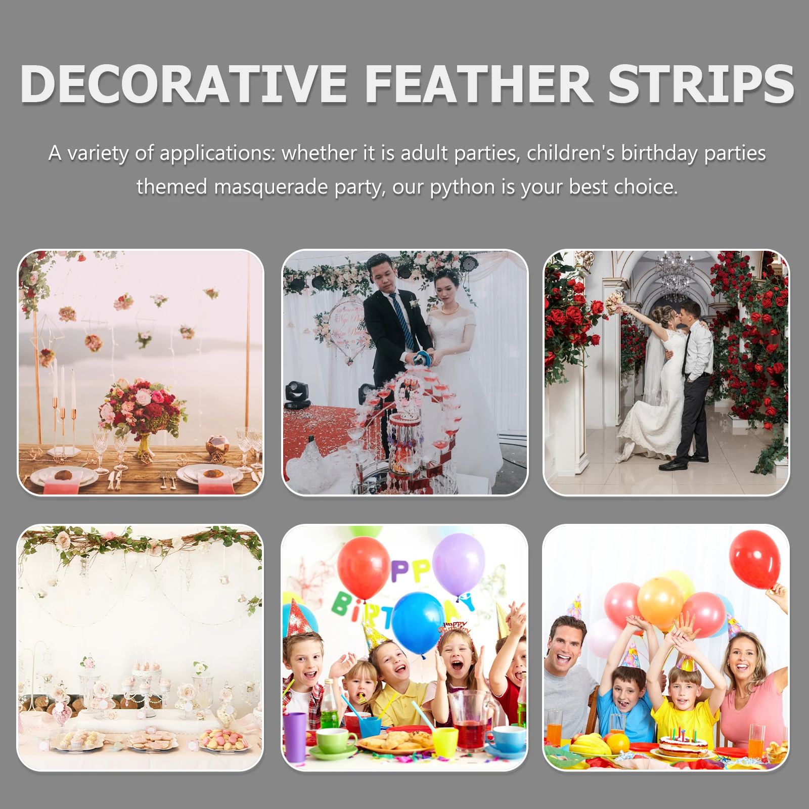 

2Pcs Strips Plume Decoration for Stage Masquerade Party DIY Accessories Christmas Wreath Craft Supplies