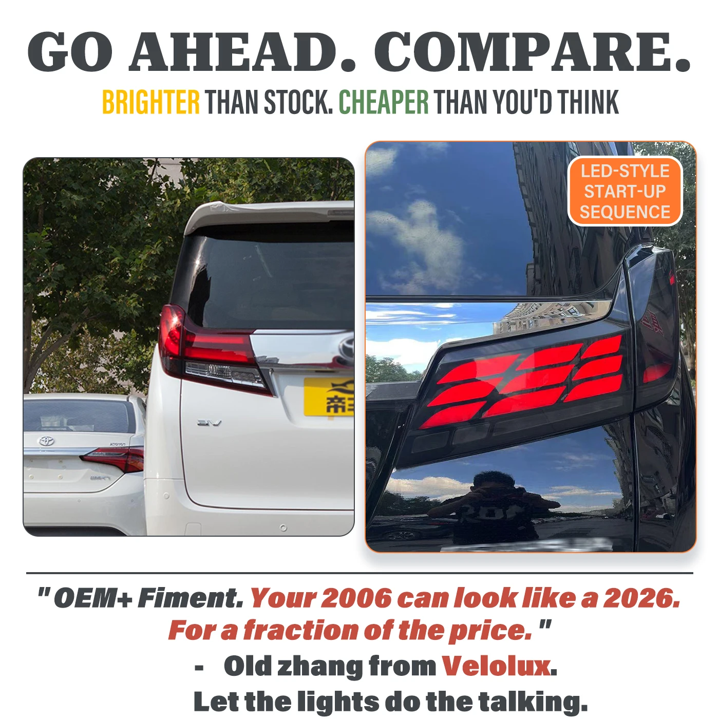 For Toyota Alphard Vellfire AH30 2015-2023 LED TailLights Assembly w/ Lexus JDM Style Edge-to-Edge Full-Width Taillight Dynamic