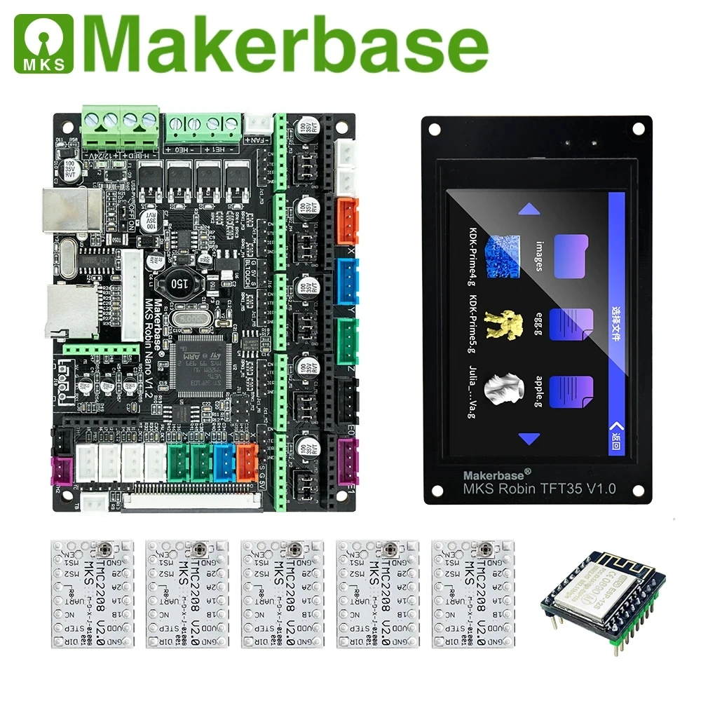 Imagem -06 - Makerbase-mks Robin Nano V1.2 Placa de Controle 32bit Peças da Impressora 3d Suporte Marlin2.0 3.5 Tft Touch Screen Gcode