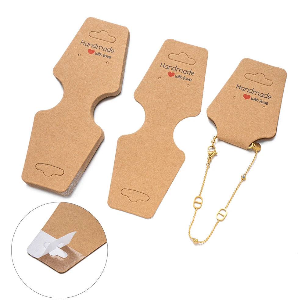 50pcs Paper Self-Adhesive Tag Display Hanging Card For DIY Necklace Bracelets Jewelry Organizer Packaging Supplies Accessories