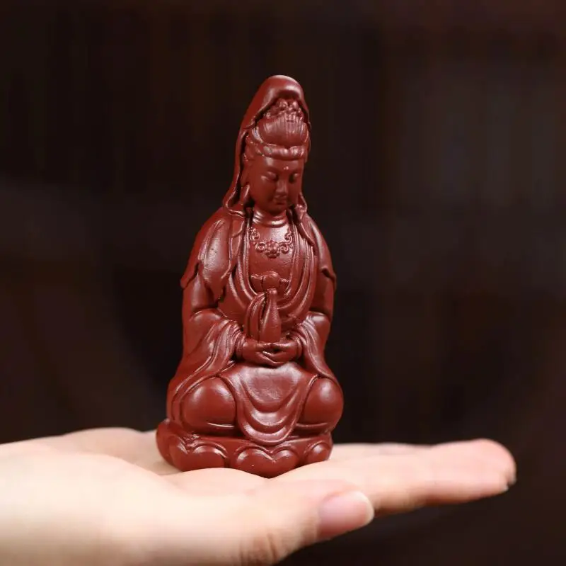 

Classical Purple clay tea pet Guanyin Bodhisattva Buddha statue decoration tea table ornament tea set accessories handicraft