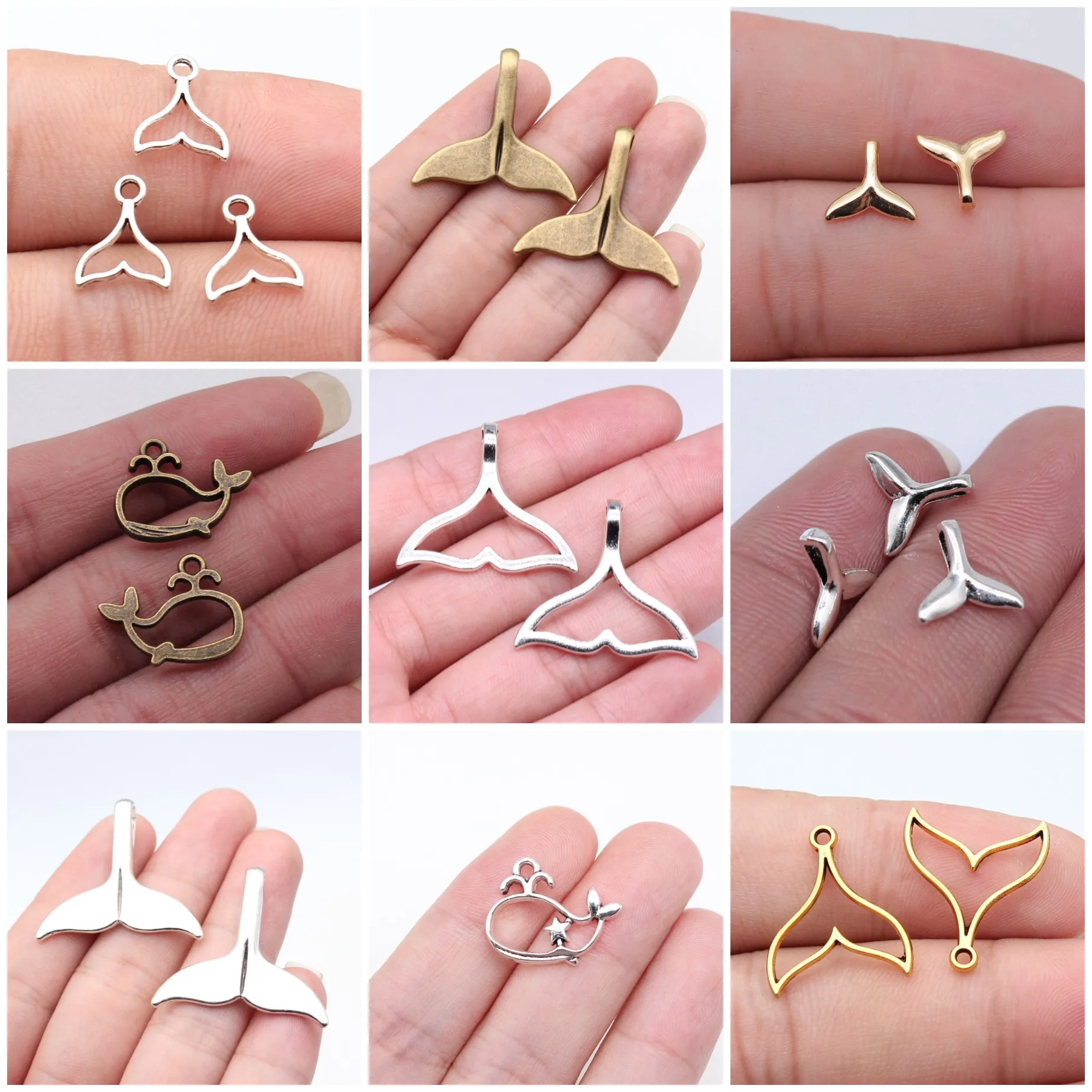 Whale Tail Marine Charms Pendant Ocean Beach Charms For DIY Bracelet Necklace Jewelry Making Wholesale