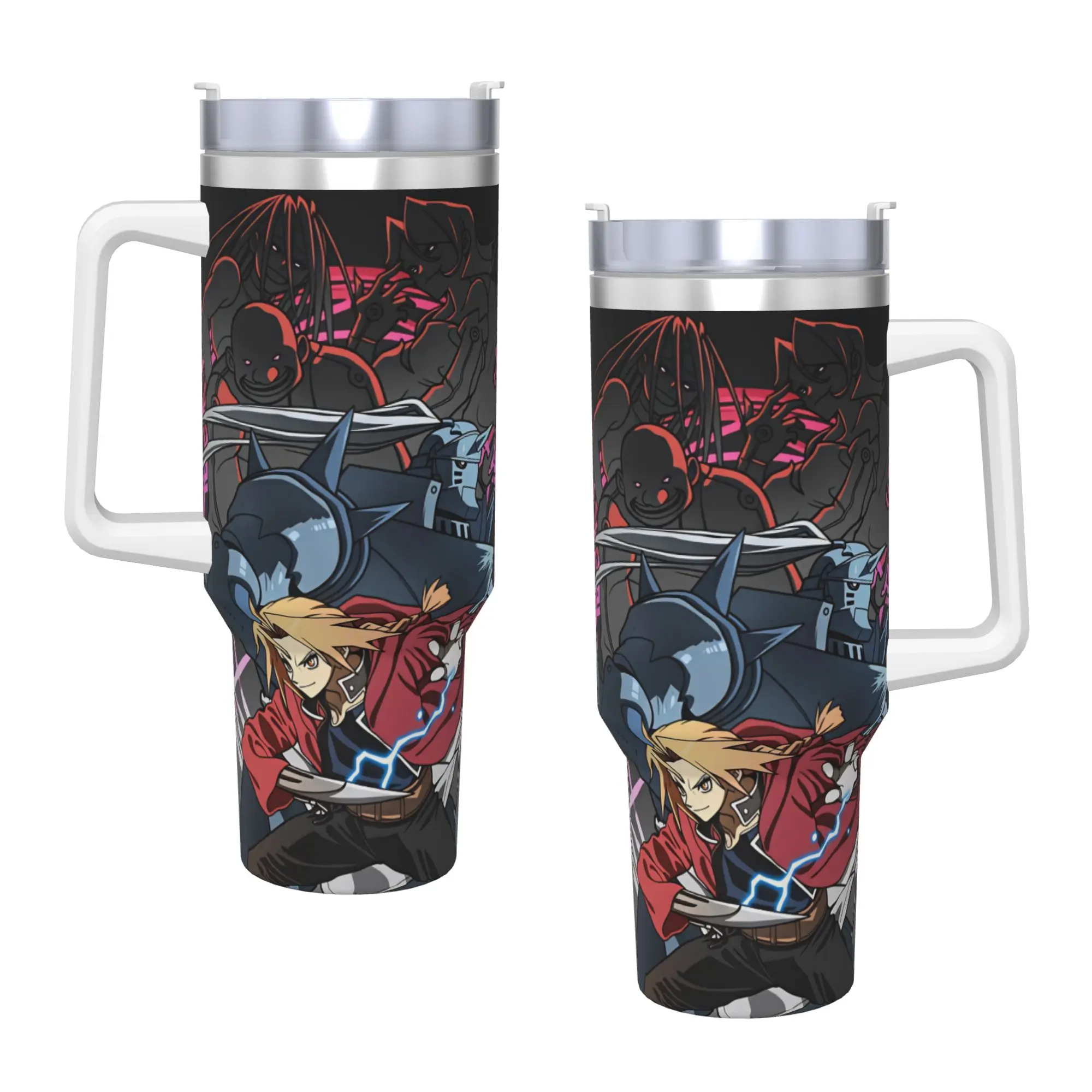 Stainless Steel Tumbler Roy Mustang Car Mugs With Straws Fullmetal Alchemists Driving Cold Drink Water Bottle Thermal Cups