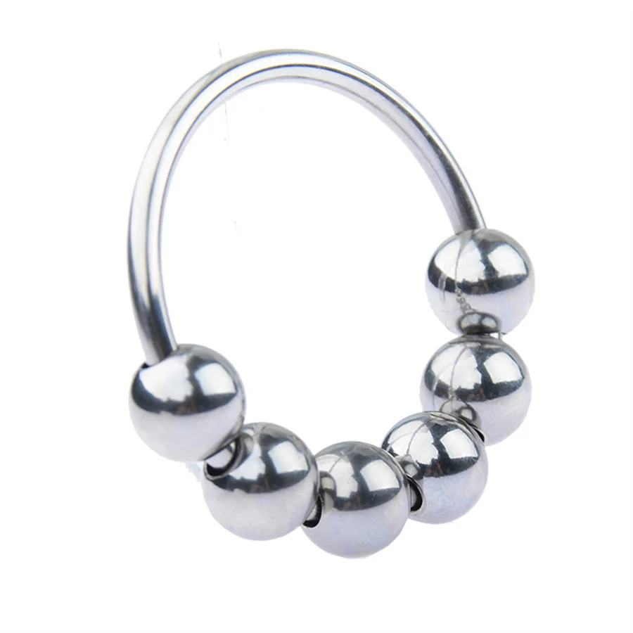 6 Sizes Stainless Steel Penis Ring With Beads Metal Cock Ring Delay Ejaculation Cockrings Sex Toys For Men Chastity Device