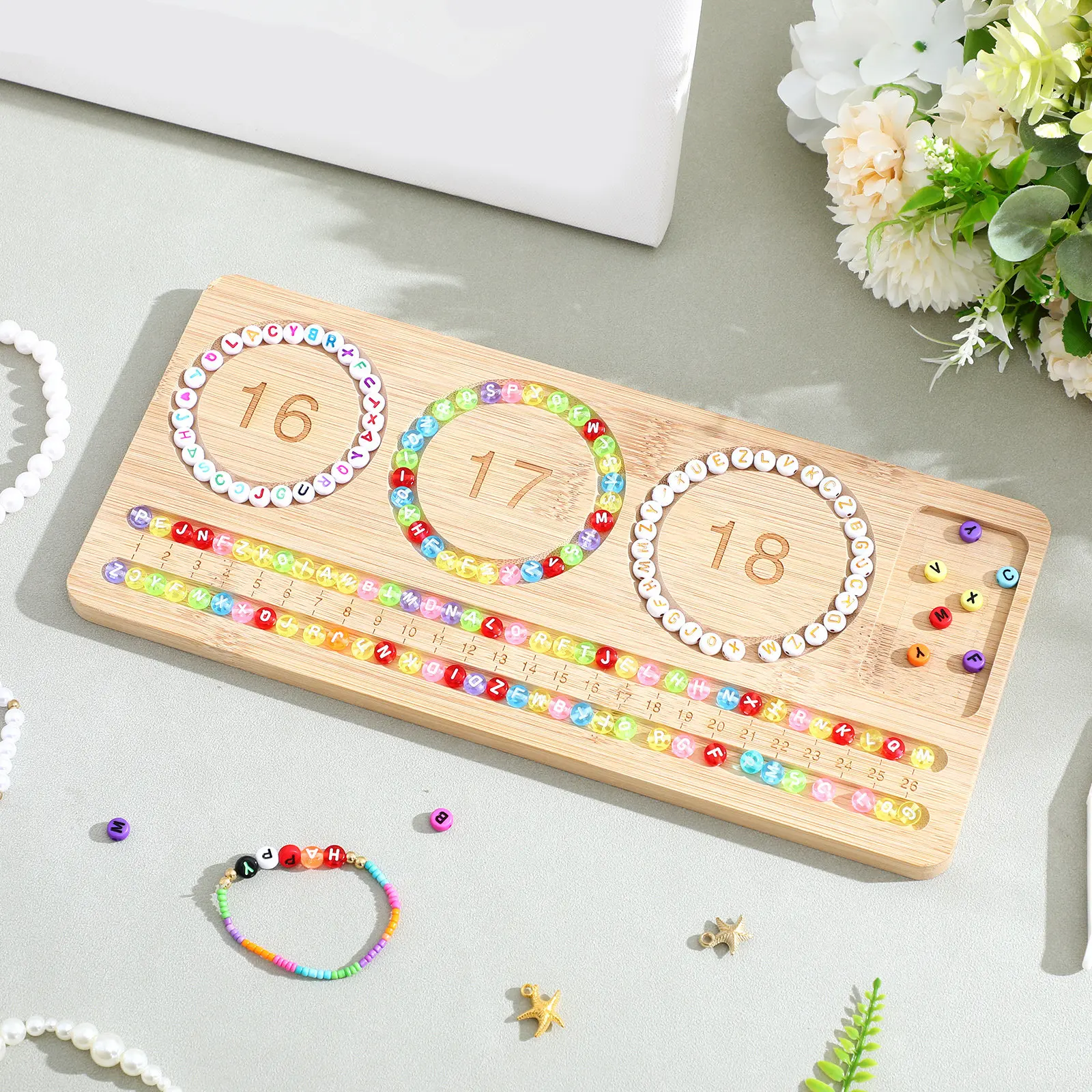 Bandeja de madera para abalorios, tabla de diseño y organización de cuentas, herramienta de manualidades DIY para la creación de joyas