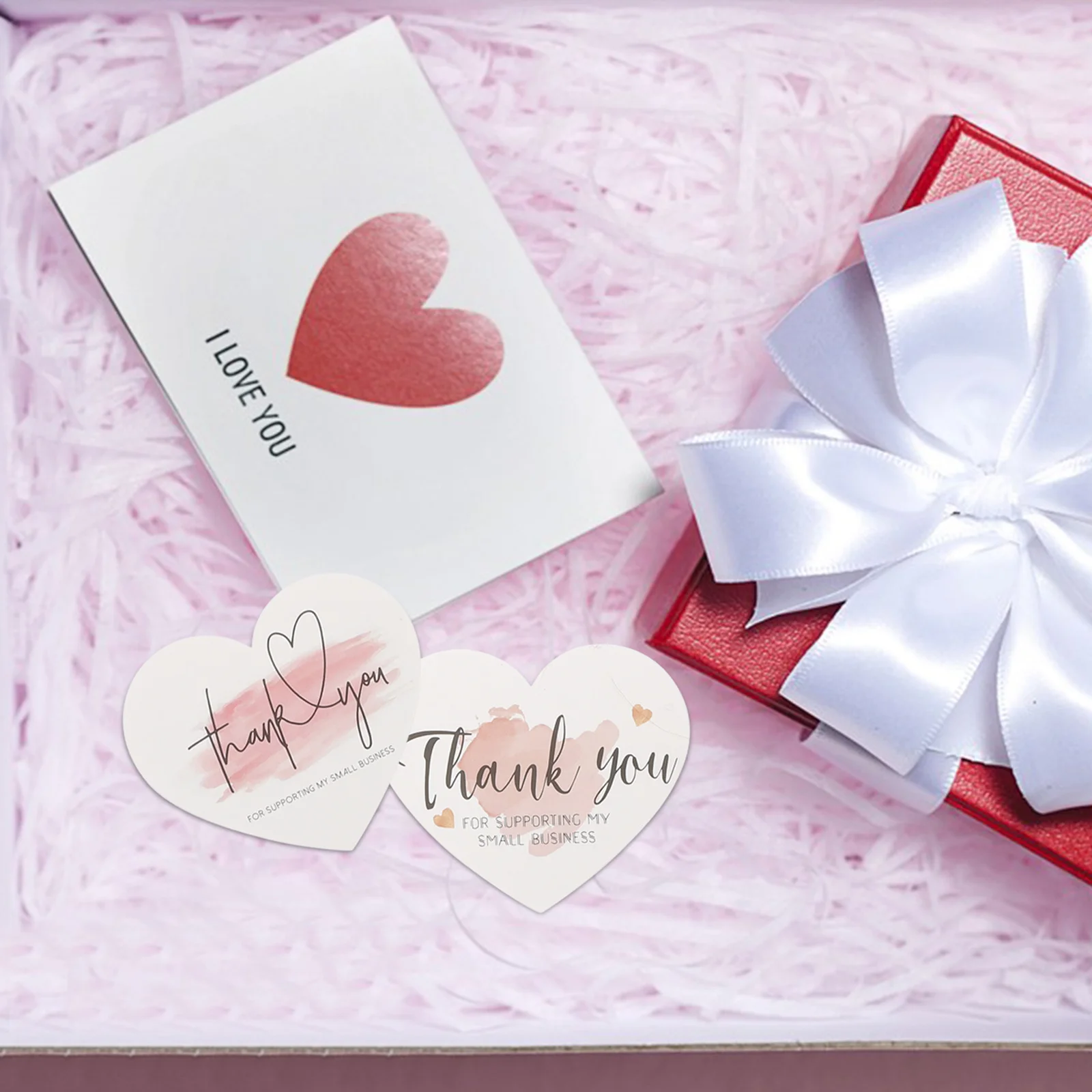 

150Pcs Thank You Cards Heart Thank You Stickers Wedding Party Shower Gift Decoration Heart Card Small Business Supplies