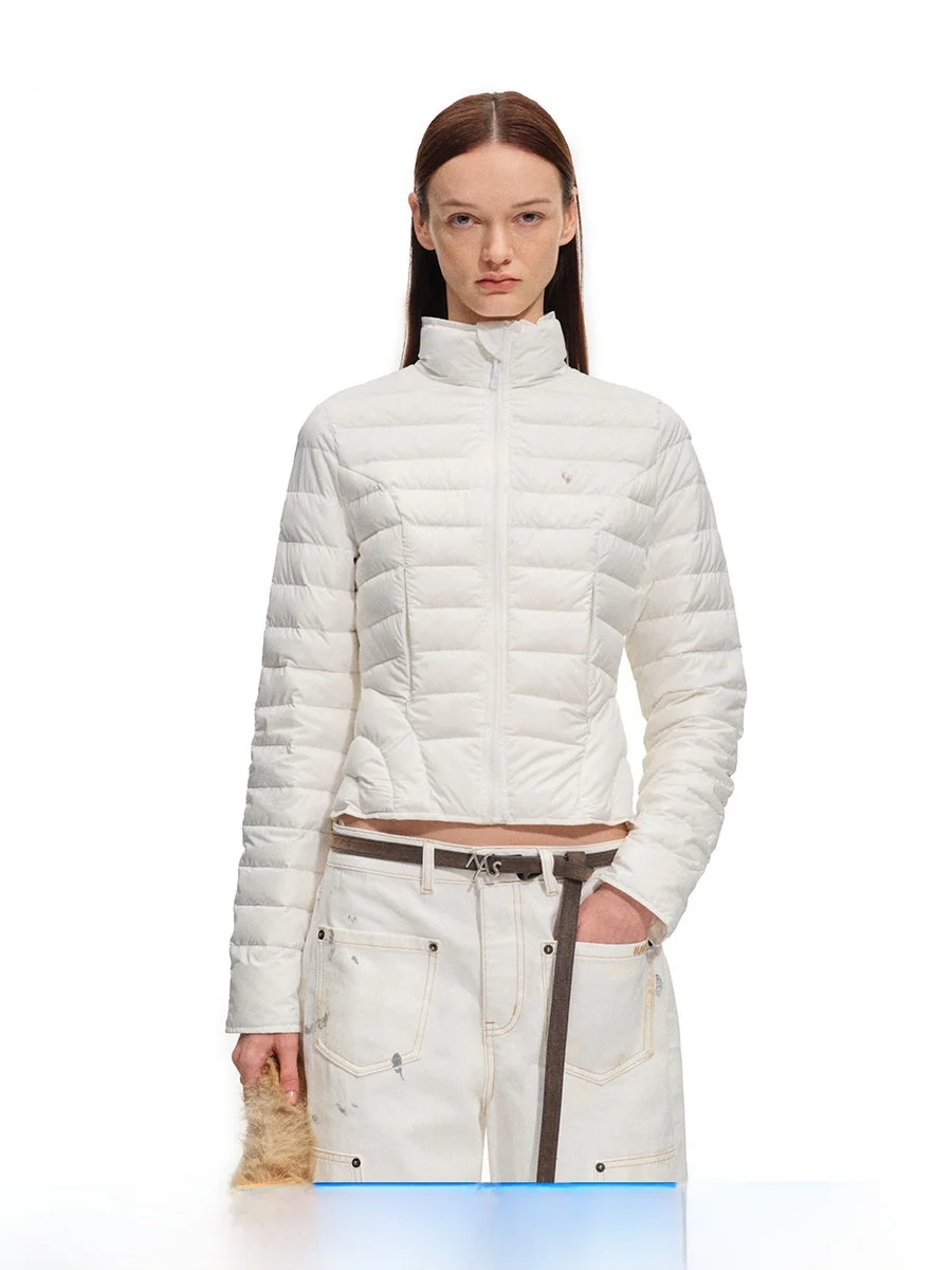 

Легкая пуховая куртка NAWS Polar из белого гусиного пуха, приталенная, теплая, с воротником, модная, для повседневной носки, с длинными рукавами, на молнии.