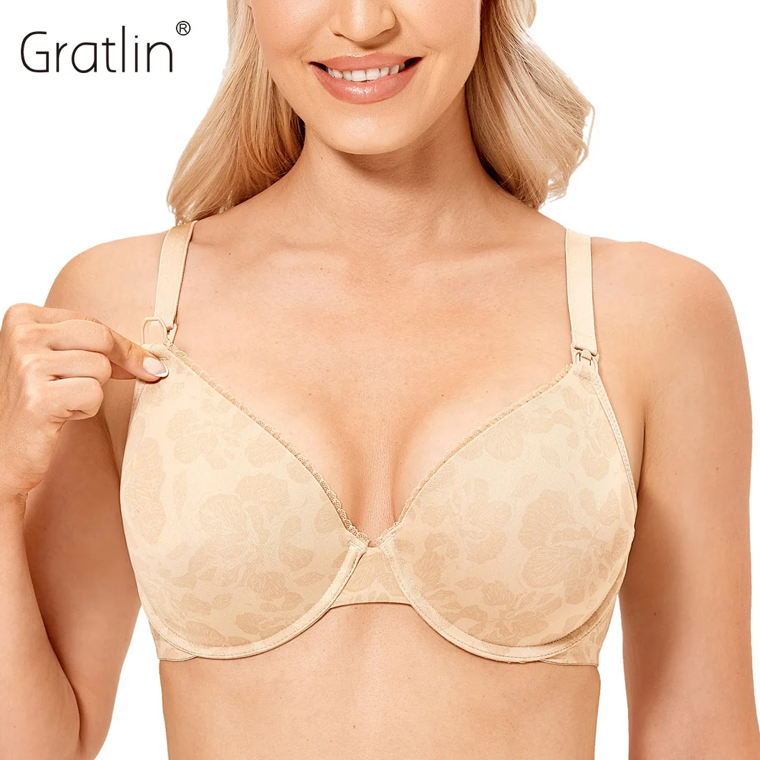 Gratlin Women's Full Coverage Lightly Padded Underwire Maternity Nursing Bra For Breastfeeding Pregnant Accessories Lactation