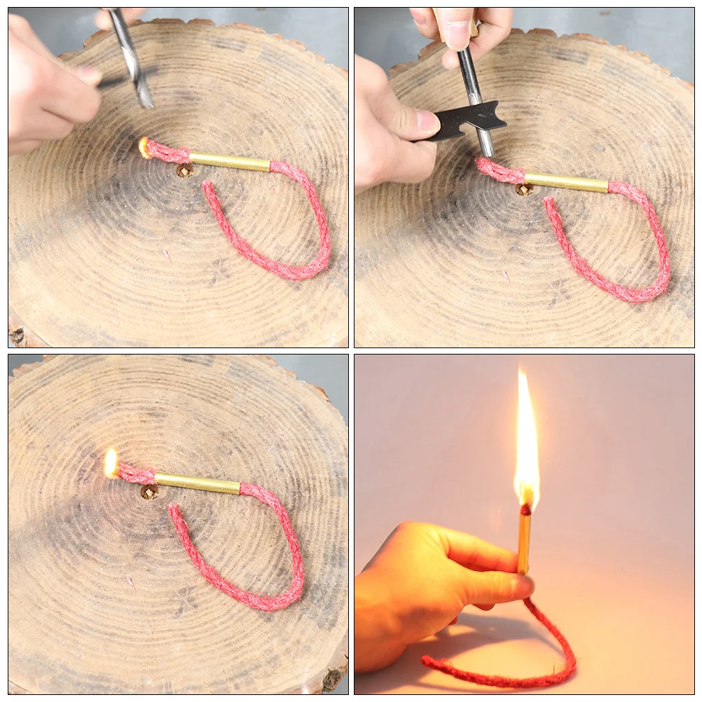 

4Pcs Waxed Camping Fire Rope Red Hemp Flame Starting Cord for Outdoor Survival Hiking Picnic Emergency