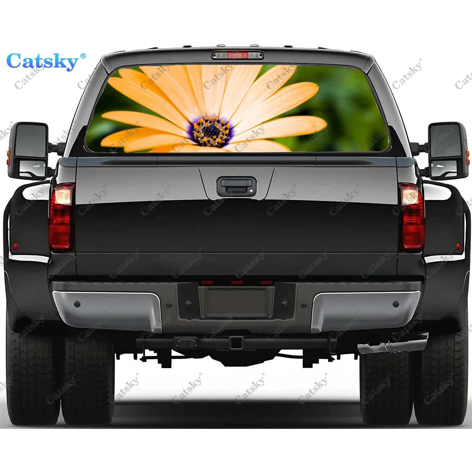 

Daisy Flowers Rear Window Decals for Trucks,Pickup Window Decal,Rear Window Tint Graphic Perforated Vinyl Truck Stickers