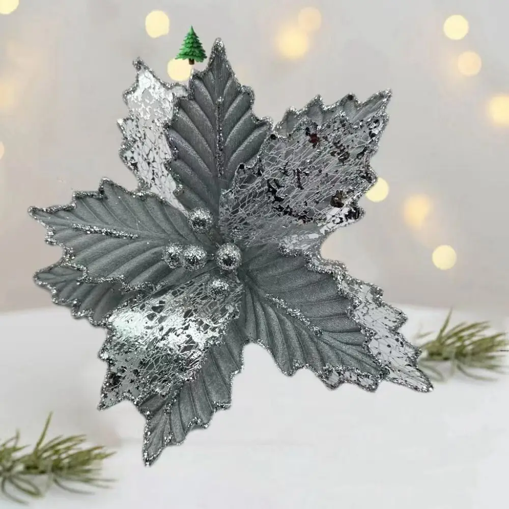 Mixed Leaves Hollow Christmas Flowers Maple Leaf Type DIY Artificial Flower Oranment Handmade Xmas Decorative Flowers