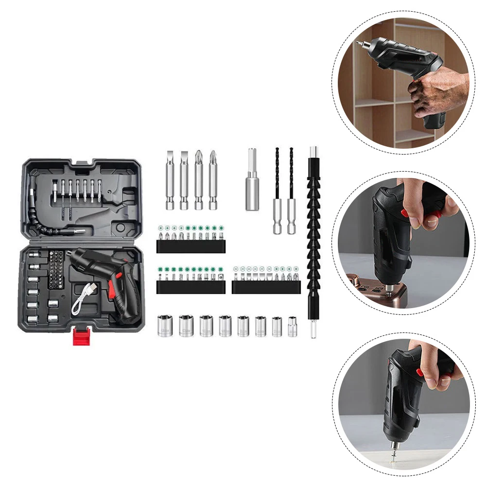 

1Set Rechargeable Electric Screwdriver Cordless Drill Driver Kit Drill Bits Strong Torque Copper Core Motor Home