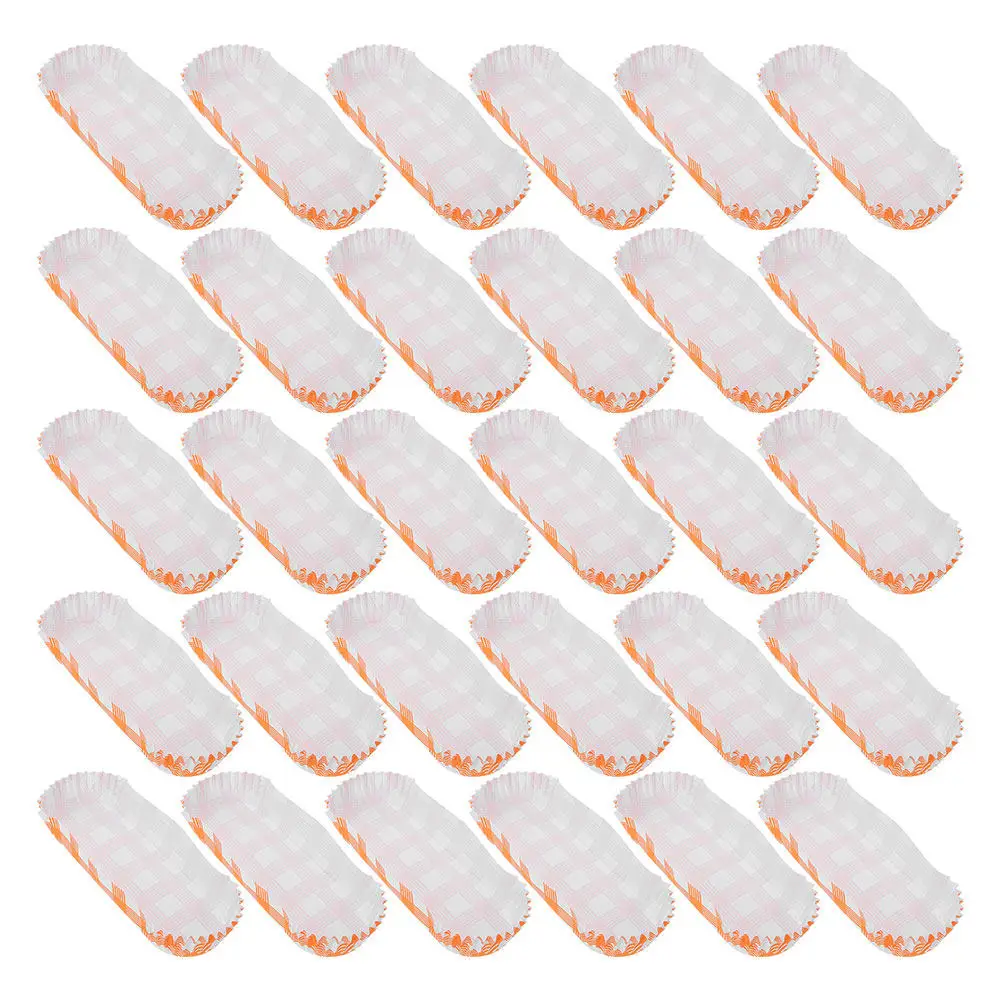 300Pcs Paper Hot Dog Trays Grooved Disposable Serving Boats for Hot Dogs Corn Dogs Tacos Fast Food Takeout Concession Stands