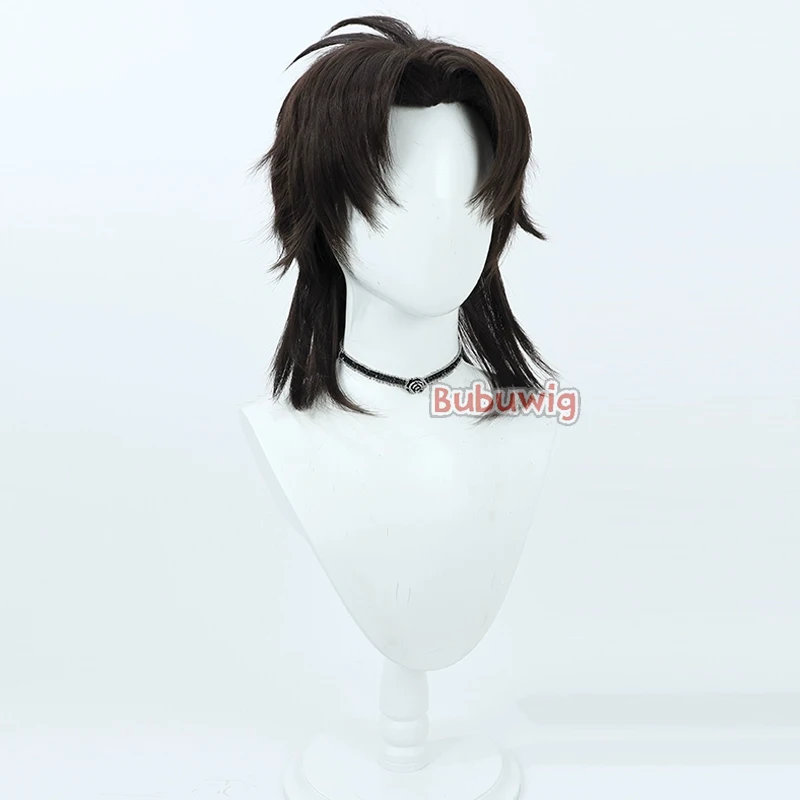 Bubuwig Synthetisch Haar Kotomine Kirei Cosplay Pruiken Game Fate Kirei Kotomine 40 cm Korte Rechte Donkerbruine Pruik Hittebestendige