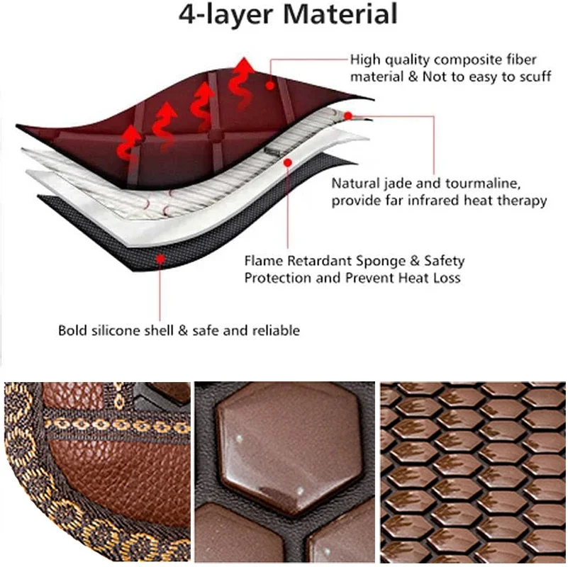 Far and Near Infrared Hot Stone Pads Hot Stone Therapy Square Massage Pads Relieve Pain Suitable for Office and Home Use