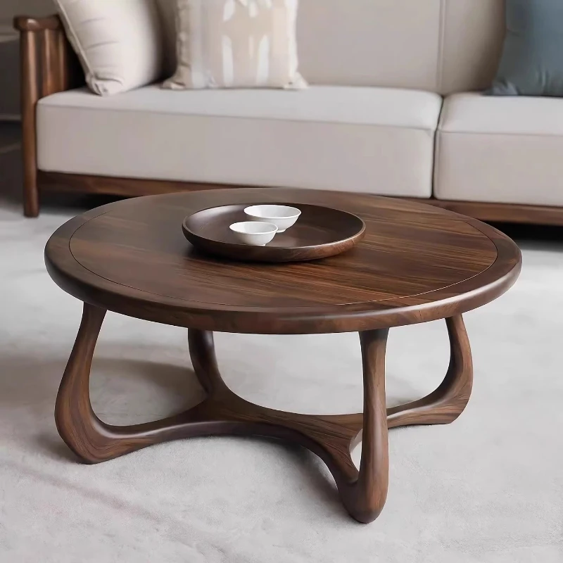 

Slate coffee table combination round black walnut living room home tea table