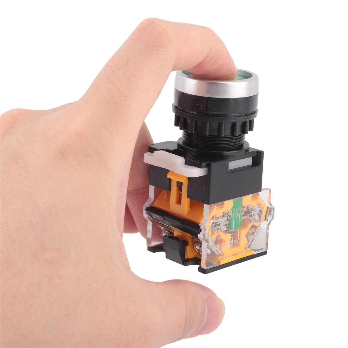 LA38-11/203 مفتاح ضغط مؤقت للخدمة الشاقة باللون الأخضر