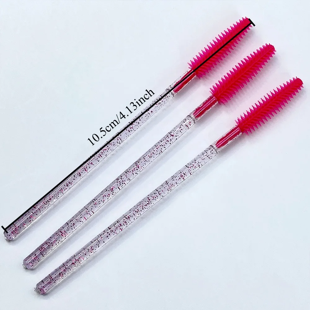 100개 일회용 속눈썹 브러쉬 실리콘 젤 마스카라 완드 어플리케이터 스풀러 속눈썹 연장 화장품 브러쉬 메이크업 도구