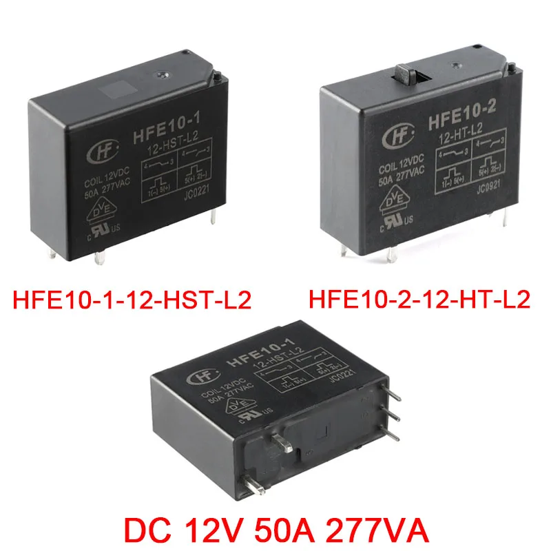 1-5pcs Magnetic Holding Relay HFE10-2-12-HT-L2 5P Double Coil With Manual Switch 50A 12VDC HFE10-1-12-HST-L2