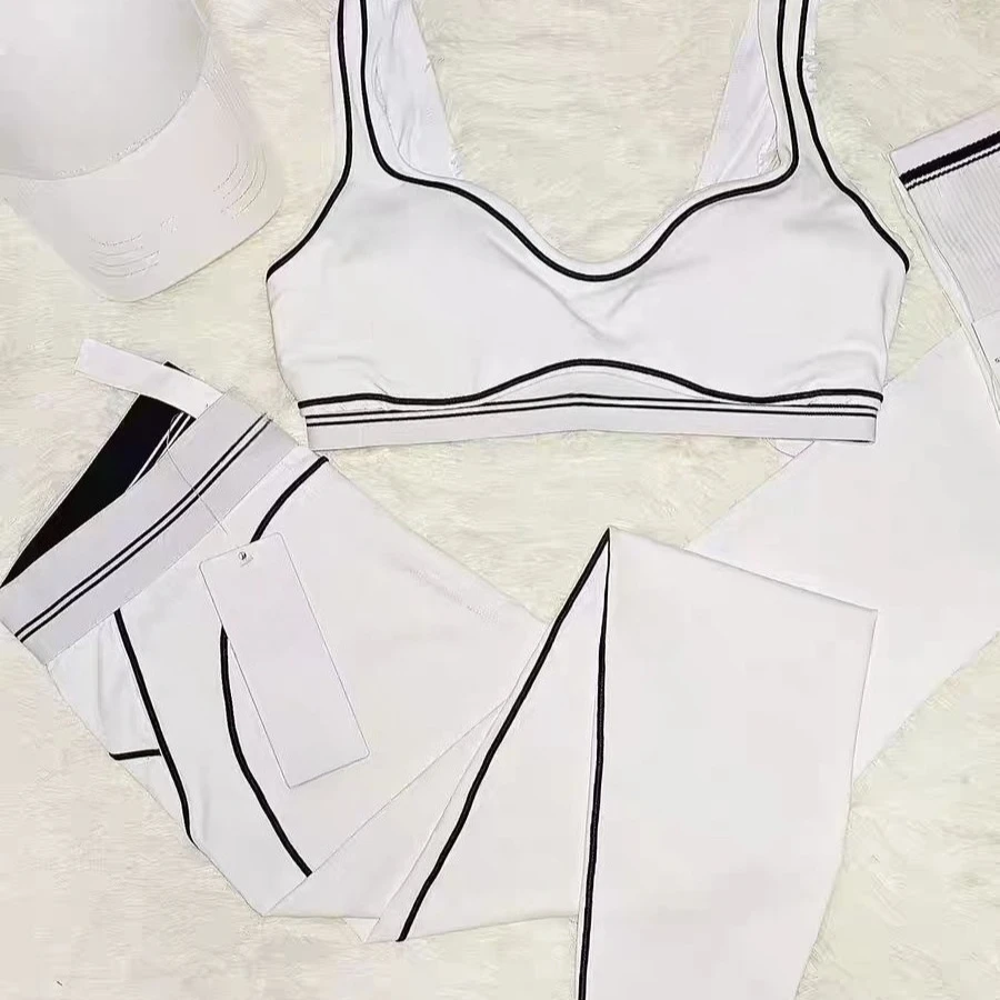 

Brand Yoga Women Bra Legging Fitness Sports Sets High-Waist Heart Throb Legging Yoga Bra Slimming Elastic Fitness Running Set