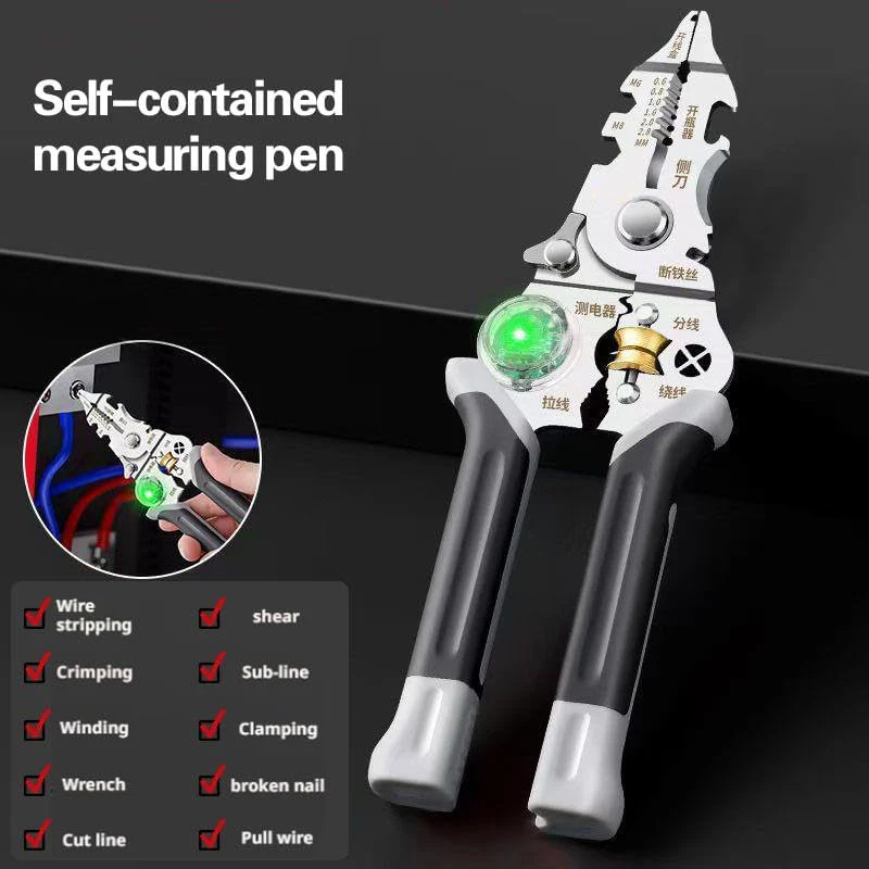 

10 IN 1 Foldable Wire Stripper With Electricity Measurement Plier For Cutting Pulling Wires Cable Electrician Scissors