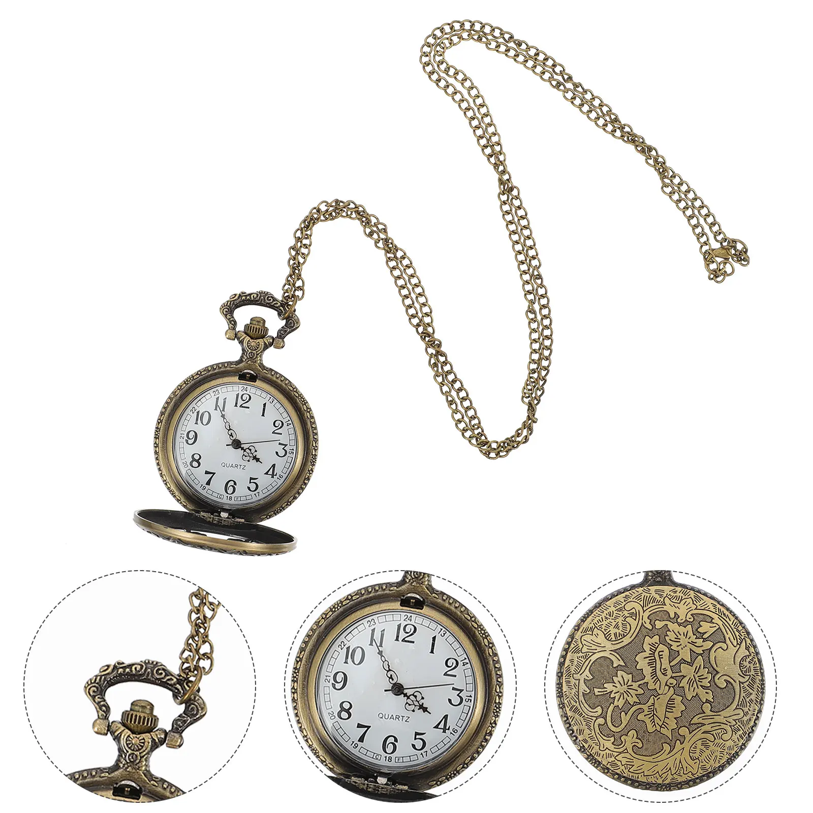 

Vintage Quartz Watch Lightweight Portable Chain Retro Pattern Portable Watch Zinc Alloy Case Accurate Timekeeping