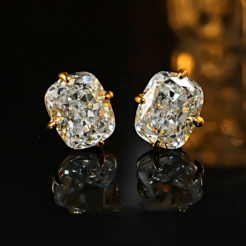 

Минималистичные серьги 8*10 Redion из серебра 925 пробы с инкрустированными высокоуглеродистыми бриллиантами шармами Универсальные женские