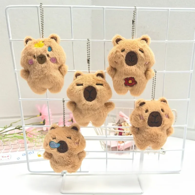 1-10PCS Capybara Plush Keychain Soft Stuffed Animal Keyring Cute Bag Charm Pendant Backpack Accessory Gift for Car Purse