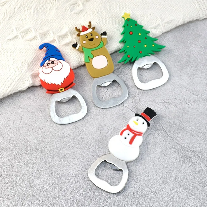 

Christmas Beer Bottle Opener 1PC Refrigerator Sticker Magnet Decoration Xmas Tree Elk Snowman Stainless Steel Bottle Opener Home