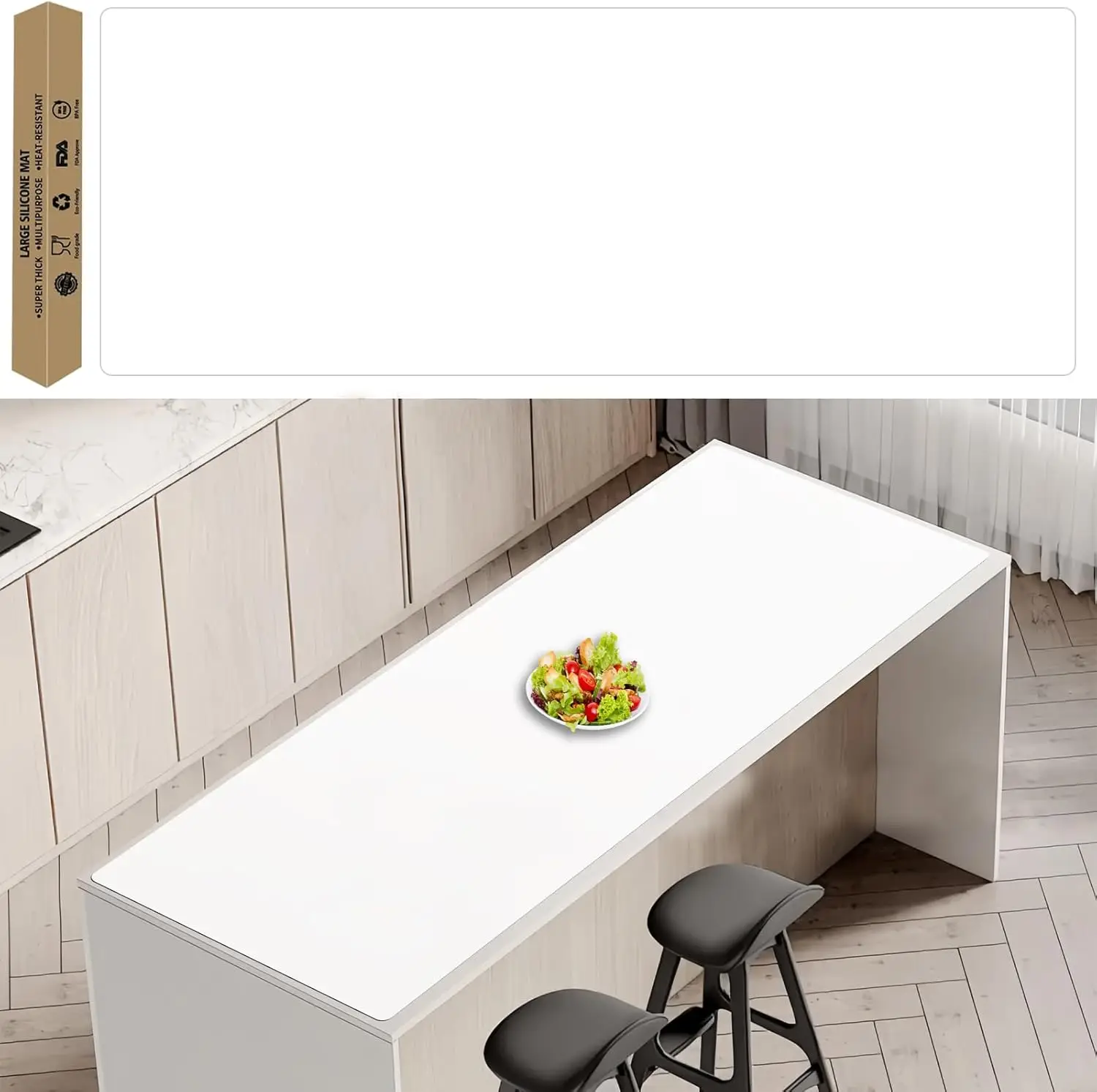 

78.7''x23.6''(200cmx60cm) Extra Large Silicone Mat for Kitchen Counter, Heat Resistant Non-Slip Kitchen Island Protecto