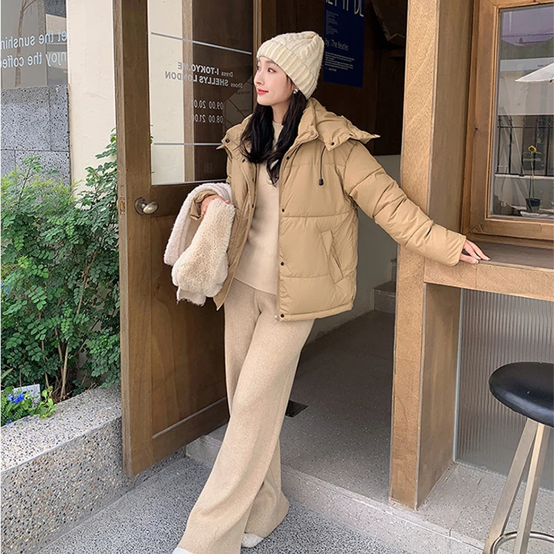 New Ultralight White Winter Jacket Women Windbreak Drawstring Hooded Parkas Outerwear Ins Versatile Student Cotton-Padded Coat