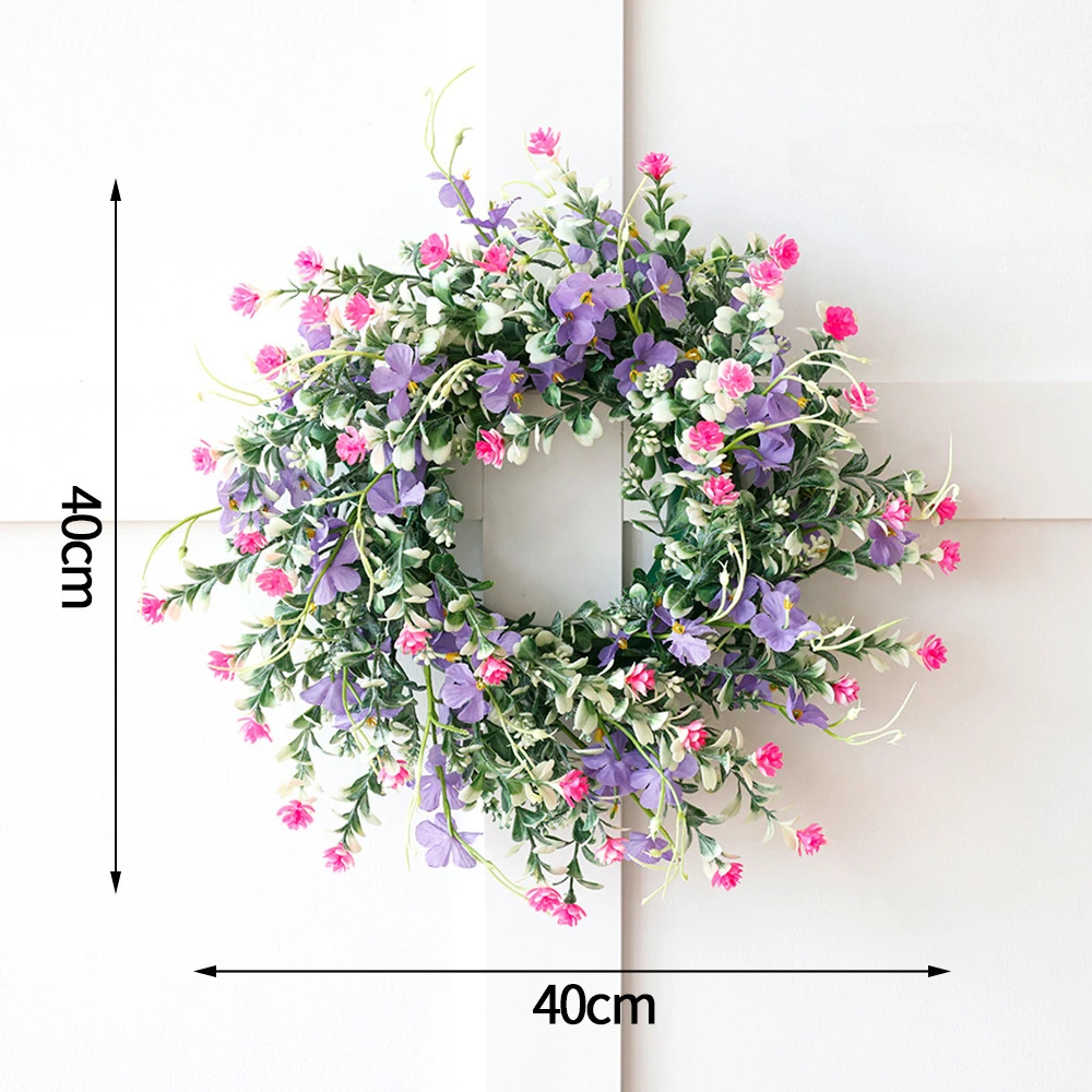 Spring Wreath Texas Wildflowers Faux Flowers Spring Summer Wreaths Home Patio Decorative Wreaths Plastic Rattan Wreaths