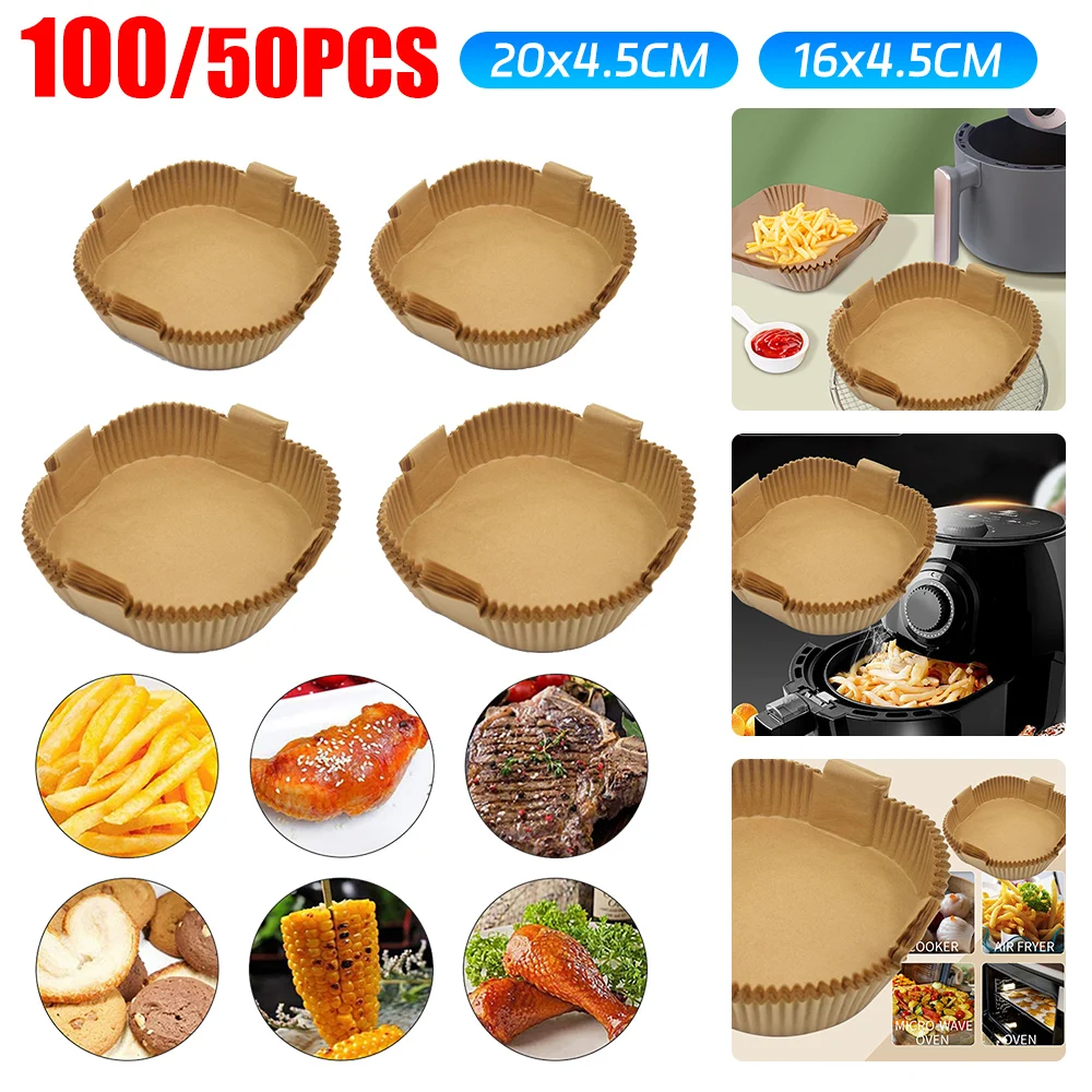 

Air Fryer 50/100PCS Disposable Baking Paper Tray Non-Stick Mat Oil-proof Liner Non-Stick Mat for Kitchen Oven Baking Paper