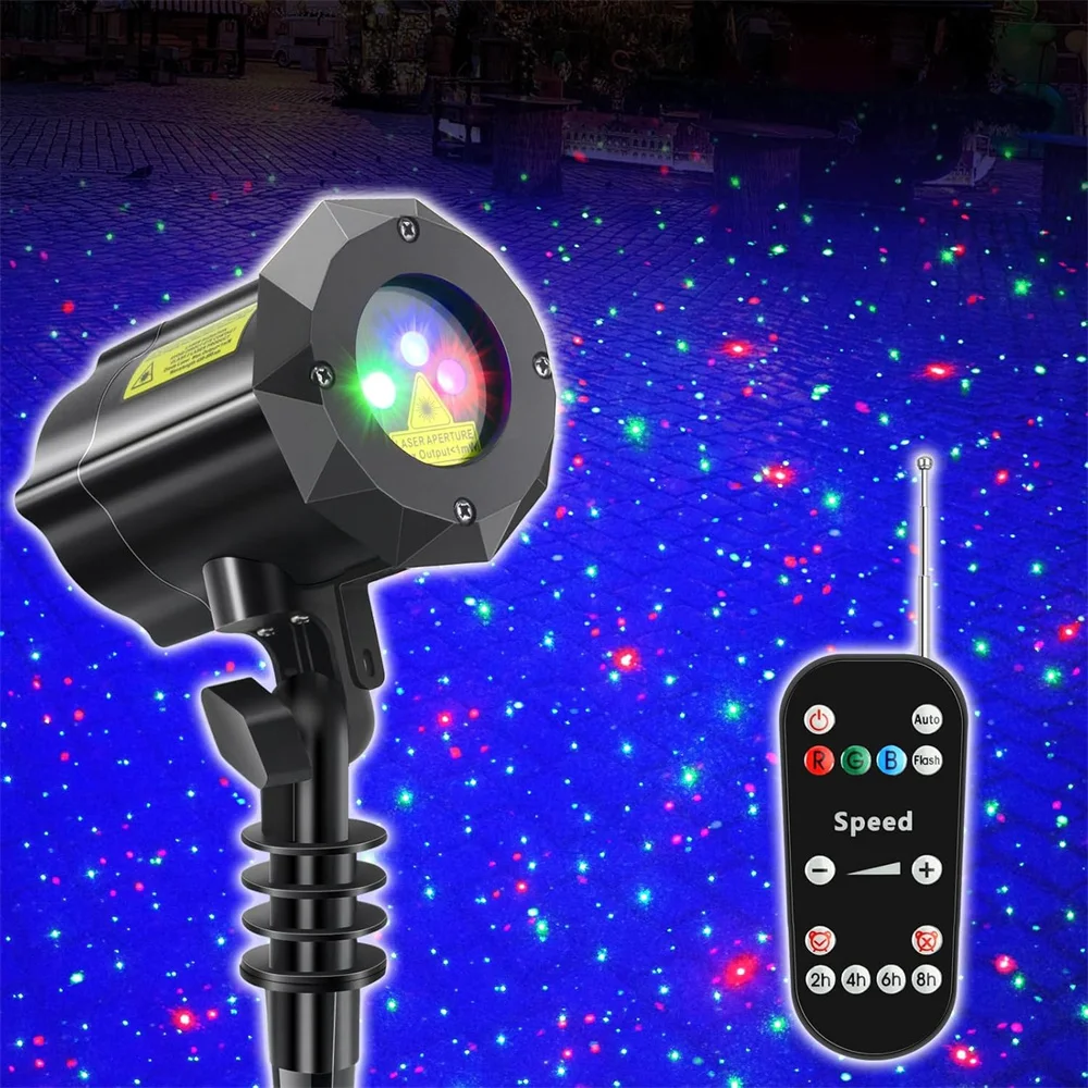 Outdoor Christmas Laser Projector Lights Motion Firefly Red/Green/Blue with Remote Control and Security Lock EU/US Plug