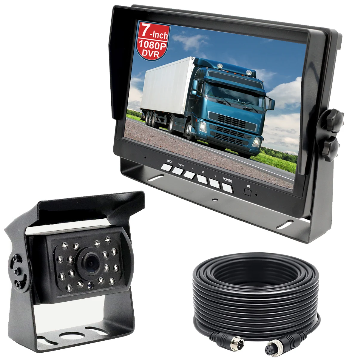 

7-дюймовый IPS AHD-монитор DVR 1024X600 Комплект проводной резервной камеры + 1080P IP69 Камера заднего вида для грузовика, автобуса, автофургона