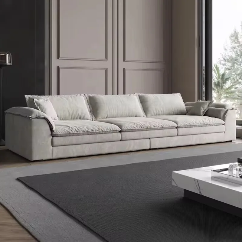 

Italian Modern Minimalist Latex Net Set Light Luxury Frosted Fabric Sectional Sofa Bed for Celebrity Style Living Room Decor