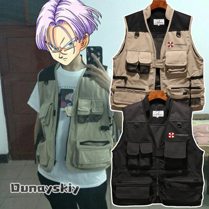 

aBNNS*@Cosplay Game Crisis Multi-Pocket Umbrella Classic Waistcoat Costume 2Color Male Sleeveless Work Vest Halloween Disguise