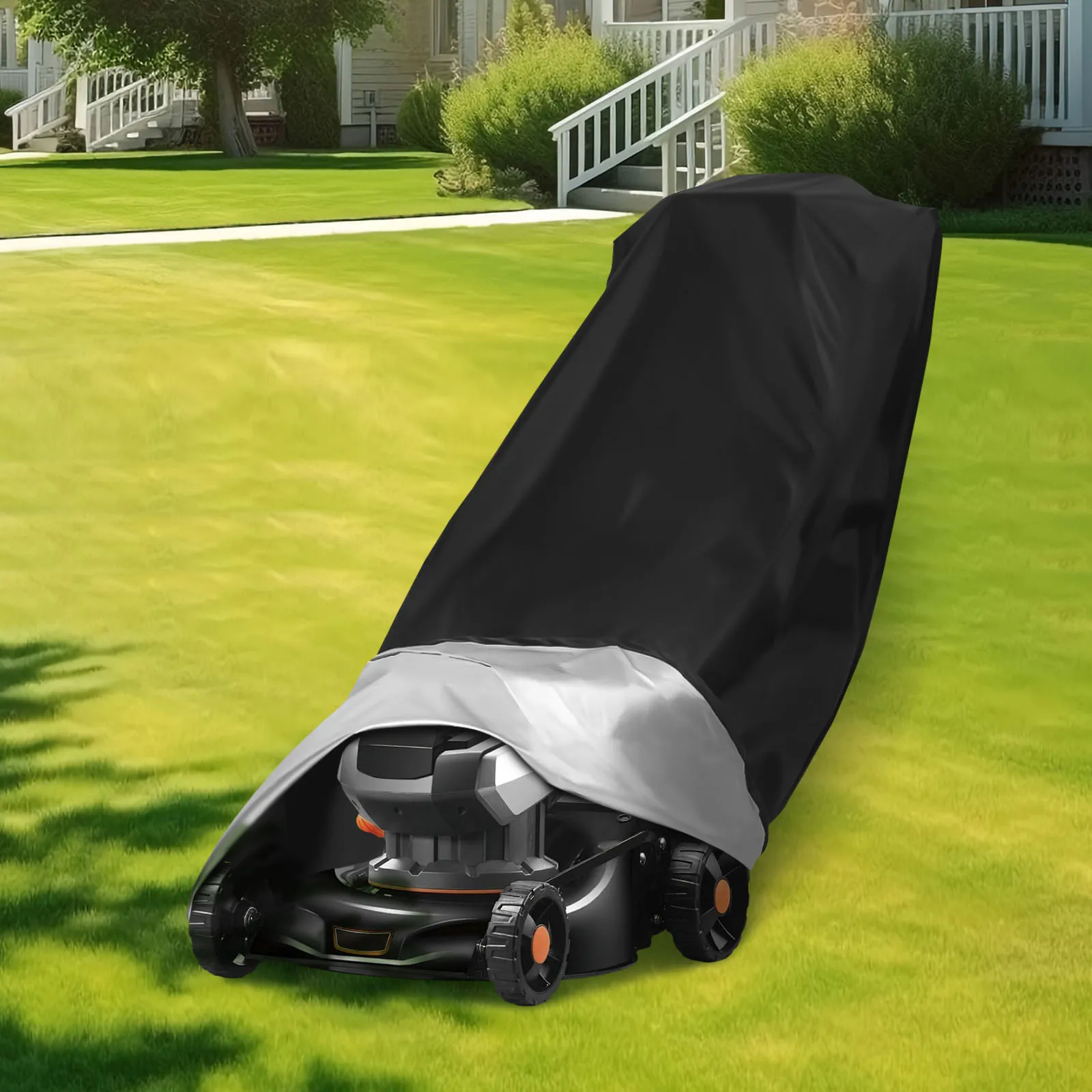 

Outdoors Lawn Mower Cover Heavy Duty 420D Polyester Oxford Push Mower Cover Waterproof Sunscreen Lawnmower Covers Anti-Tear Lawn