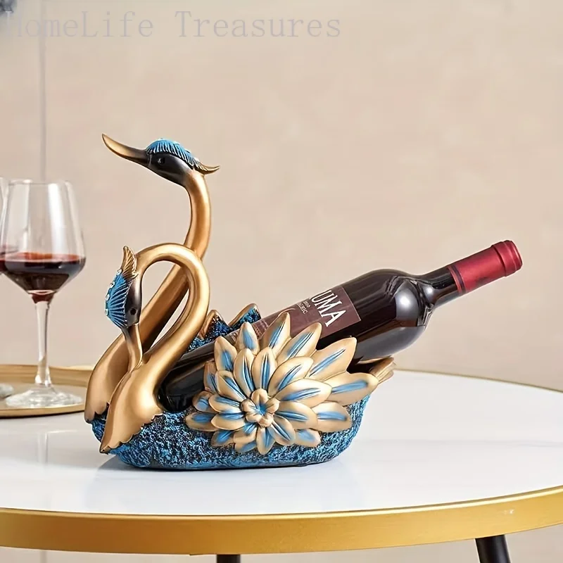 

Create Resin Swan Wine Stand Animal Figurines Holders Red wine Rack Cabinet Table For Home Decoration