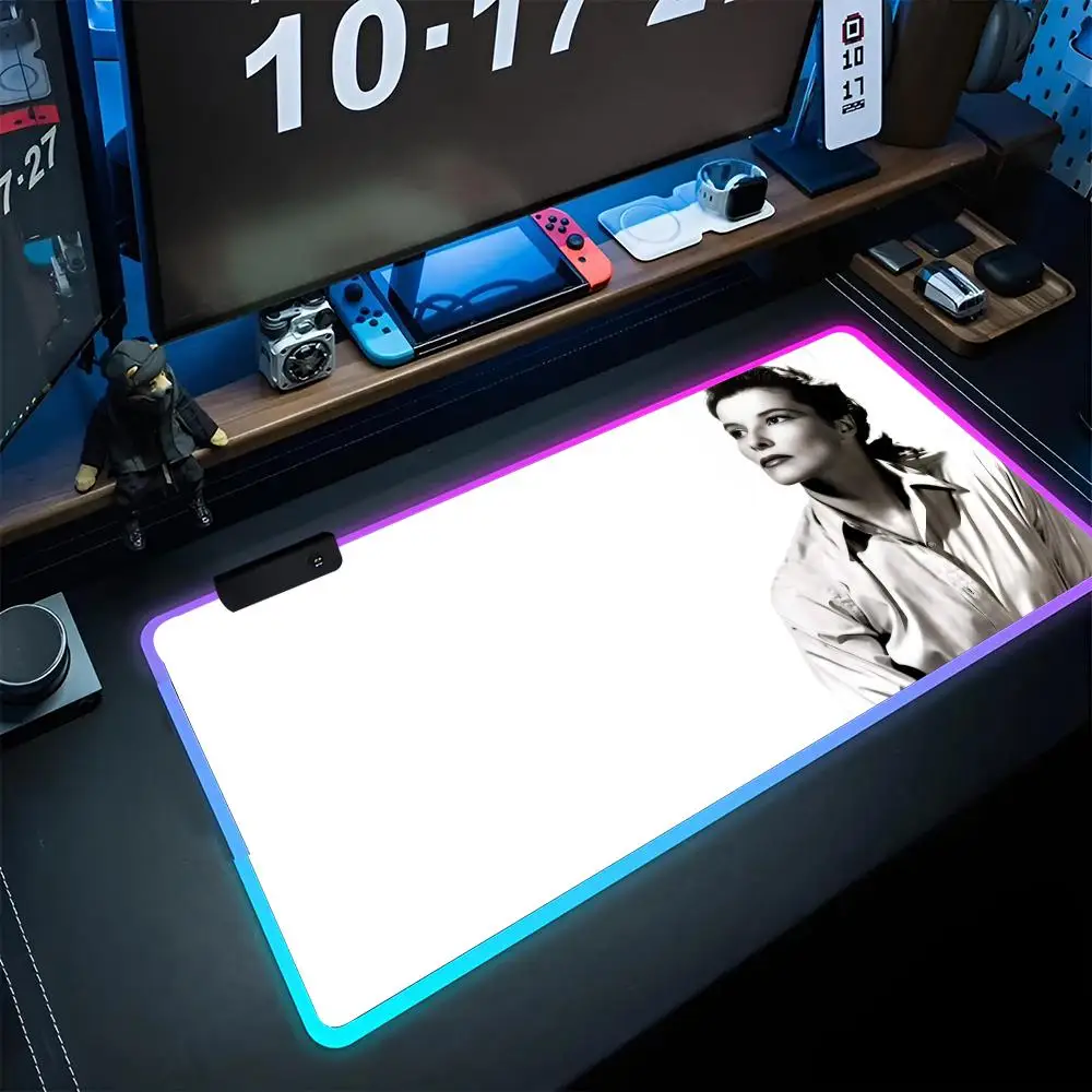

Katharine Hepburn Mouse Pad game RPG 40x90cm Mouse Mat Gaming Mousepads LED Keyboard Mats Luminous Desk Pads Mouse Pad For PC