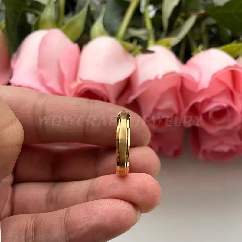 Fashion Jewelry Gold Luxury Wedding Band Brushed Finish I Love You Engraved Wholesale Comfort Fit