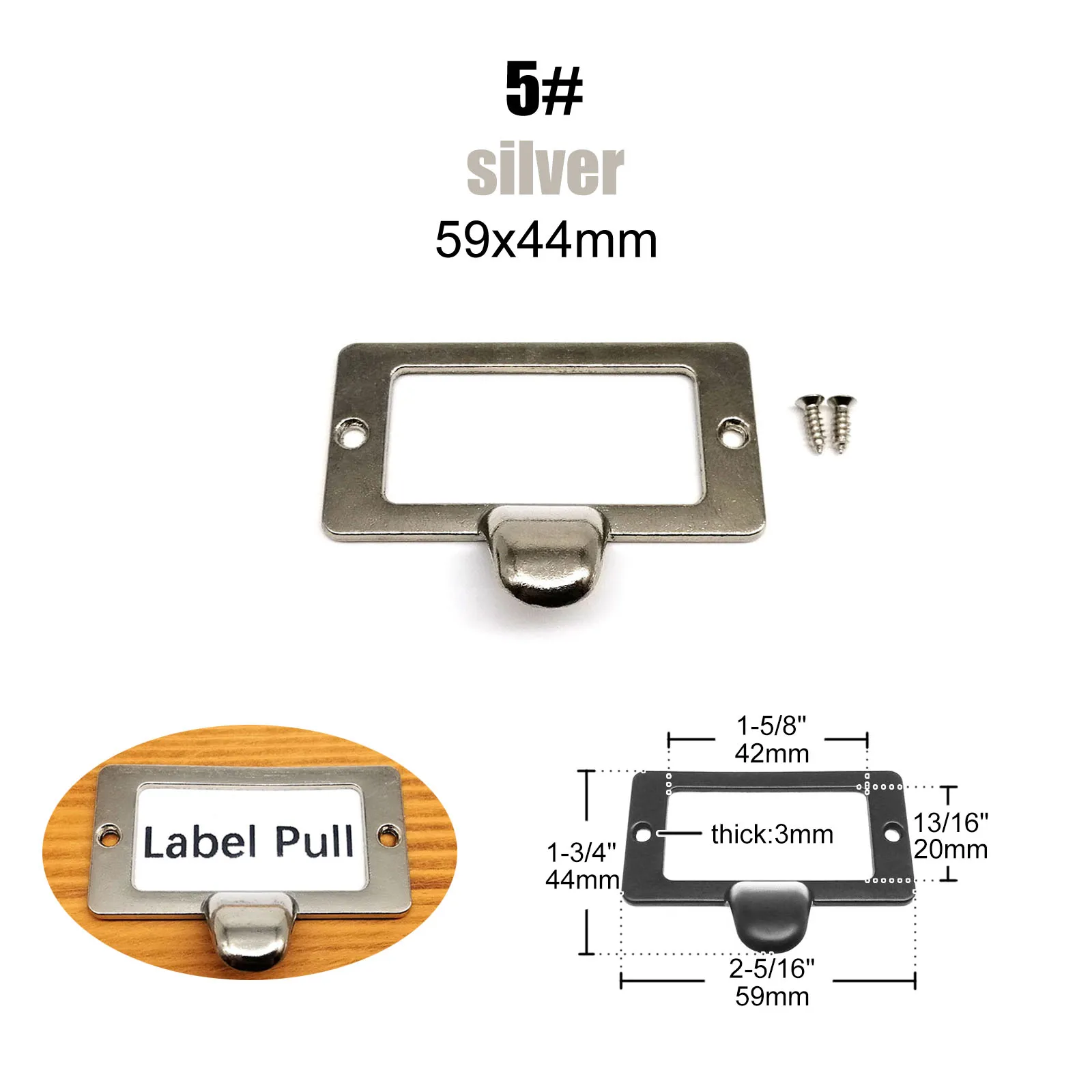 HZYUEGOU 6 Stück Antike Retro Vintage Stil Etikettenhalter Namensschildrahmen mit Griff für Schrank Schublade Schmuckkästchen Box – Detail 5