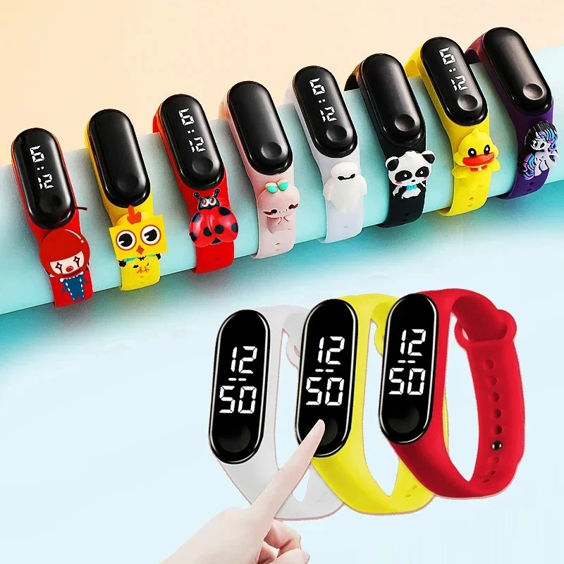 Relojes LED de dibujos animados para niños y niñas, reloj deportivo electrónico, pulsera inteligente impermeable, regalos de cumpleaños para bebés,