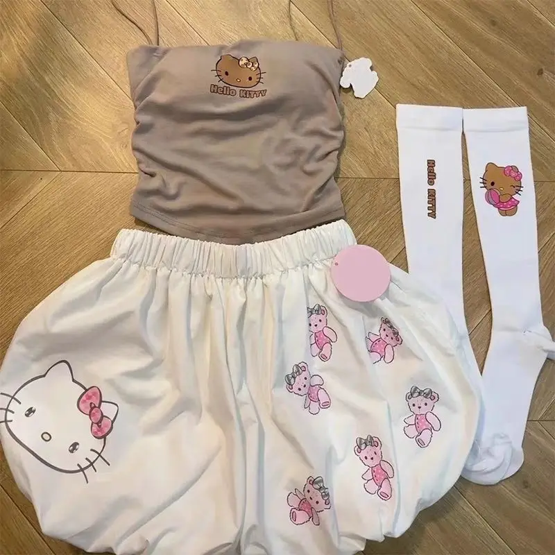 

Sanrio Hello Kitty Strap Sleepwear Women's Kawaii Cartoon Anime Pattern Accessories Comfortable Leisure Home Sexy Sleepwear Gift