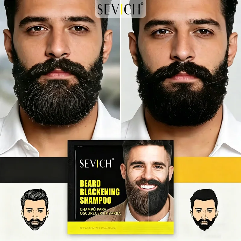 Instant Hair Dye Black Beard Shampoo Beard Paint Men Beard Coloring Dye Natural Temporary Black Moustache Shampoo Dropship