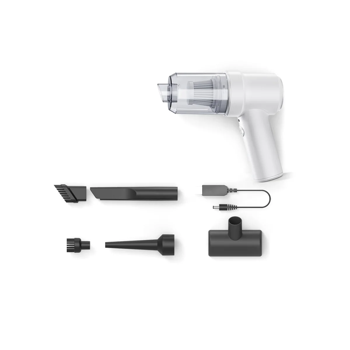 Portable Car Vacuum Cleaner Charging Compressed Air Handheld High-Power Cordless Vacuum Cleaner Office-White