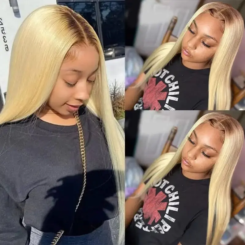 Rosabeauty 613 HD Bone Straight 13x6 Blonde Lace Front Human Hair Wigs 5X5 Glueless 13X4 Frontal 250 Density 40 Inch Wig